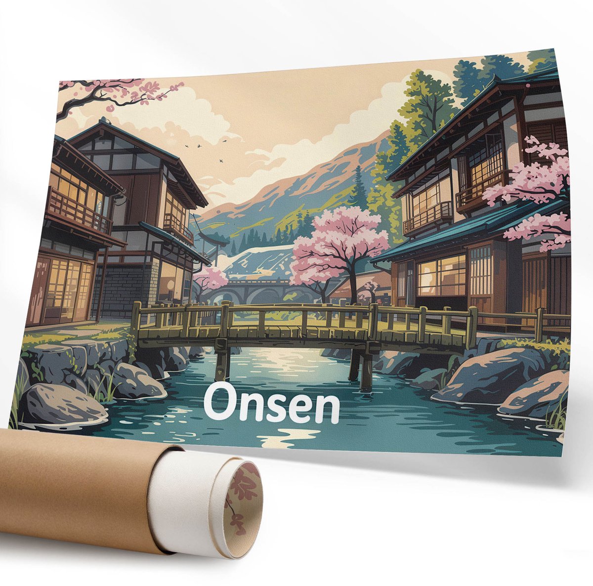 Coloray Polycanvas Wandposter - Zittend Met Een Kop Koffie, Illustratie - 594 x 840 mm - Oranje Kunst - Rechthoek - Wandkunstwerk - Slaapkamer - Expressief