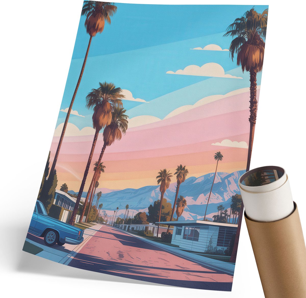 Coloray Polycanvas Poster - Dromerig Landschap, Grijs - 420 x 594 mm - Wit Design - Rechthoek - Muurdecoratie - Woonkamer - Minimalist