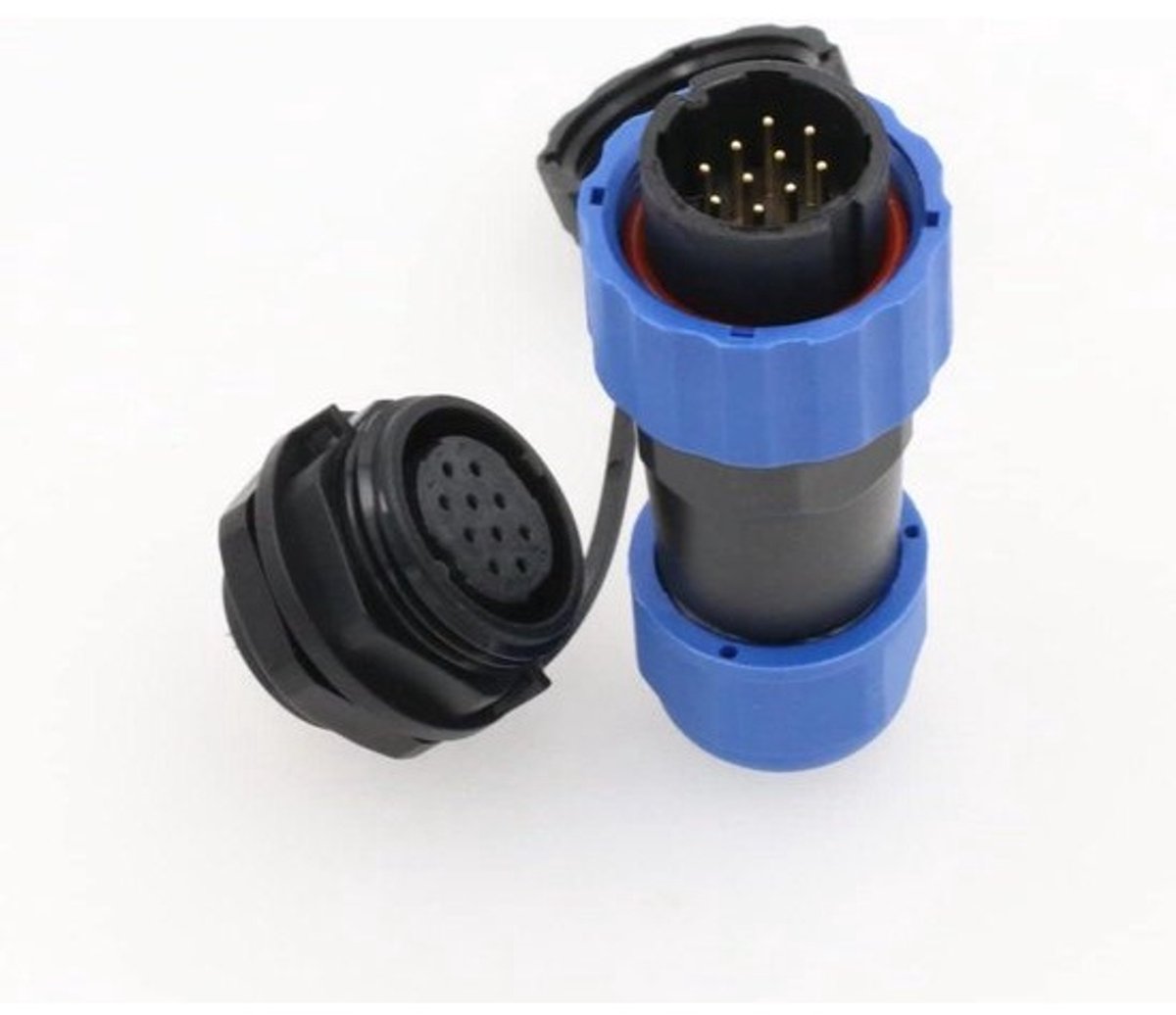 Waterdichte Connector - Stroomkabel Connector - Paneel Montage - IP68 Waterdicht - 10 Pin - Zwart