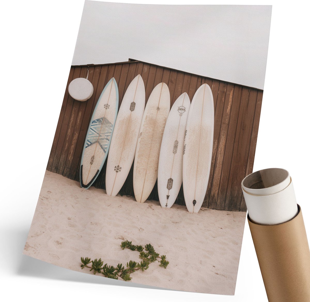 Coloray Polycanvas Poster - Surfplanken, Fotografie - 210 x 297 mm - Bruin Wandposter - Rechthoek - Kunstposter - Woonkamer, Slaapkamer, Kantoor - Rustiek
