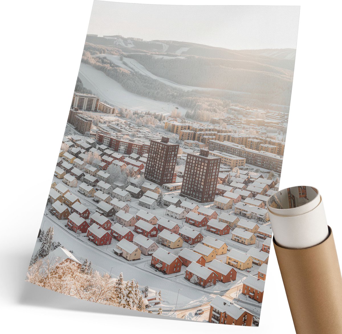 Coloray Polycanvas Poster - Winterpanorama, Fotografie - 210 x 297 mm - Wit Design - Rechthoek - Wandkunst - Woonkamer, Slaapkamer, Kantoor - Modern