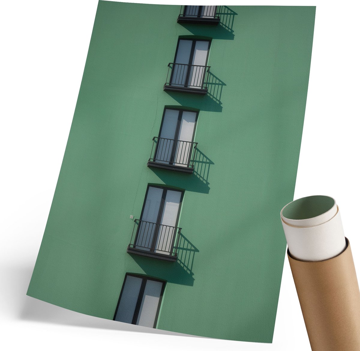 Coloray Polycanvas Poster - Groene Gevel, Fotografie - 210 x 297 mm - Groen Wanddecoratie - Rechthoek - Muurdecoratie - Woonkamer, Slaapkamer, Kantoor - Minimalist