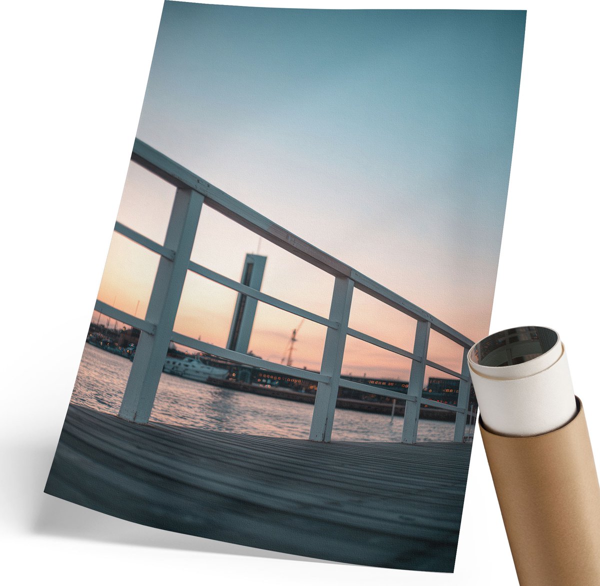 Coloray Polycanvas Poster - Port West, Fotografie - 210 x 297 mm - Blauw Wanddecoratie - Rechthoek - Decoratieve poster - Woonkamer, Slaapkamer, Kantoor - Klassiek
