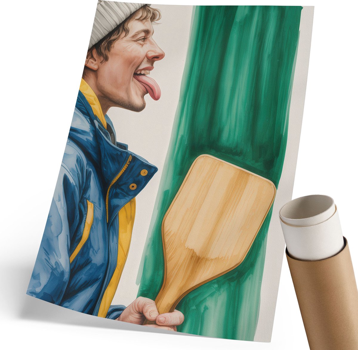 Coloray Polycanvas Wandposter - Winterplezier, Schilderen - 210 x 297 mm - Blauw Poster - Rechthoek - Muurkunst - Woonkamer, Slaapkamer, Kantoor - Expressief