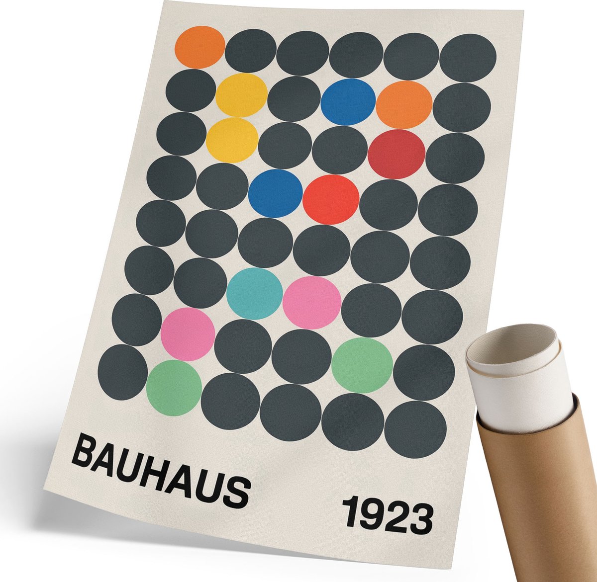Coloray Polycanvas Poster - Bauhaus-Abstractie, Illustratie - 210 x 297 mm - Zwart Wanddecoratie - Rechthoek - Wandkunst - Woonkamer, Slaapkamer, Kantoor - Modern
