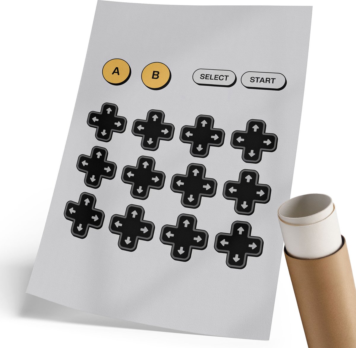 Coloray Canvas Poster Polycanvas - Retro Game, Typografie - 210 x 297 mm - Zwart Decoratie - Rechthoek - Decoratieve poster - Woonkamer, Slaapkamer, Kantoor - Popcultuur