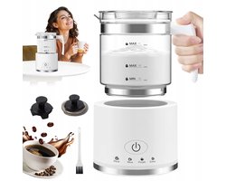 Glazen Melkopschuimer - Elektrische Melkopschuimer - Vaatwasserbestendig - 500 ml - Warm & Koud Schuim - 4 Standen - Automatische Uitschakeling - Milk Frother - Voor Latte & Cappuccino & Macchiato - Wit