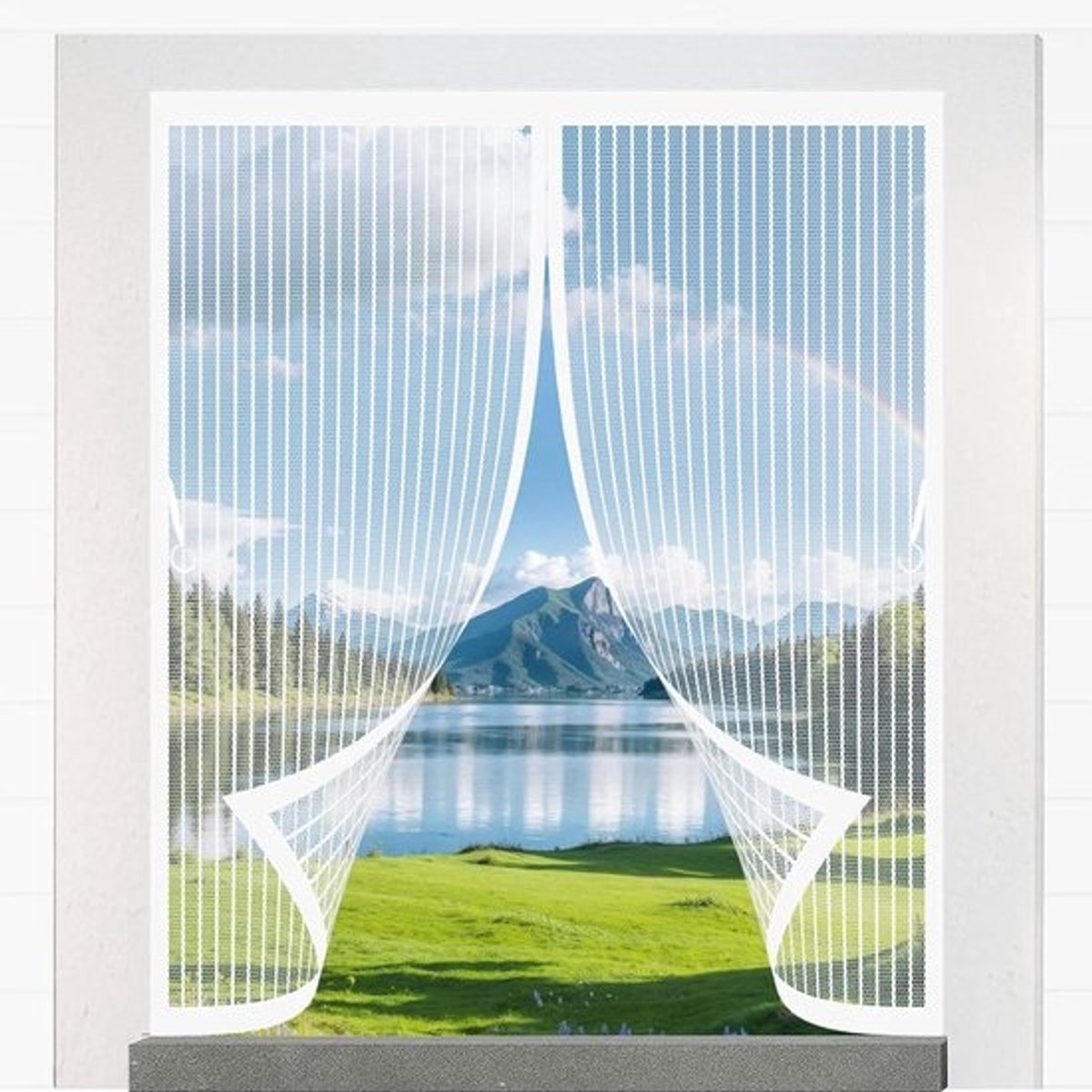 Magnetische Vliegenhor - Horrengordijn Deur - Insecten Buiten Houden - Handsfree Magnetische Sluiting - 90 x 60 cm - Wit