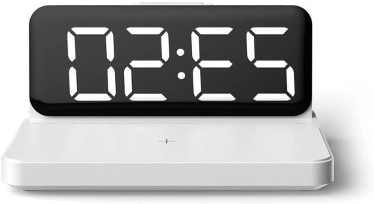 Digitale Wekker - LED Klok Spiegel - Opladen Telefoon - Draadloos Laden - Instelbare Helderheid - Wit