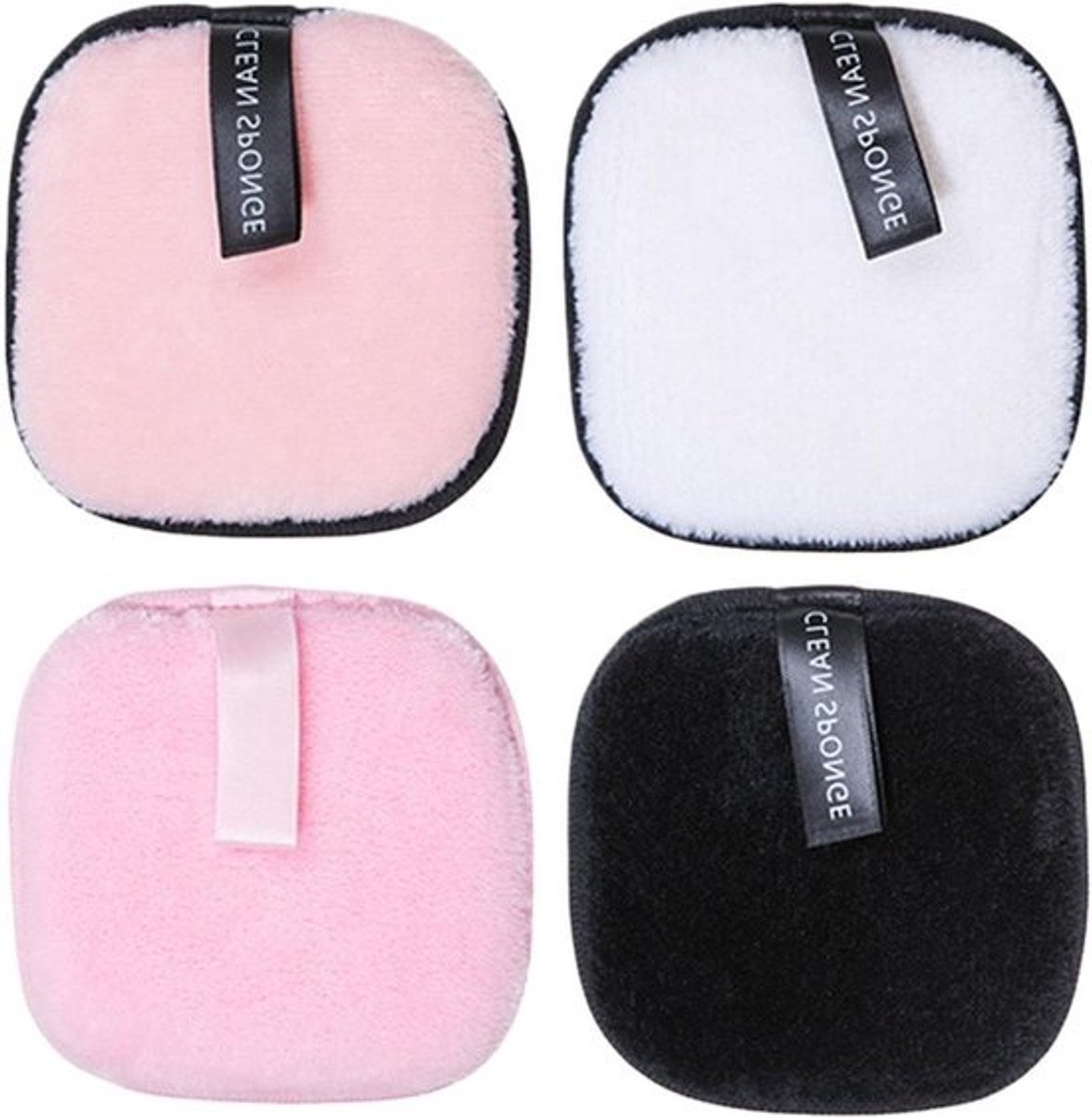 Make-up Remover Pads - Herbruikbare Gezichtspads - Make-up Verwijderen - Milieuvriendelijk Wasbaar - 4 Stuks - Zwart Roze Wit