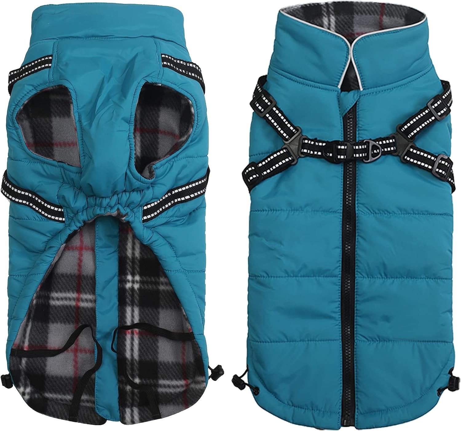 Hondenkostuum met Fleece Jacket en Snowsuit, Gewatteerd voor Halloween en Kerst - Blauw - Groot - Geschikt voor Kleine en Middelgrote Honden