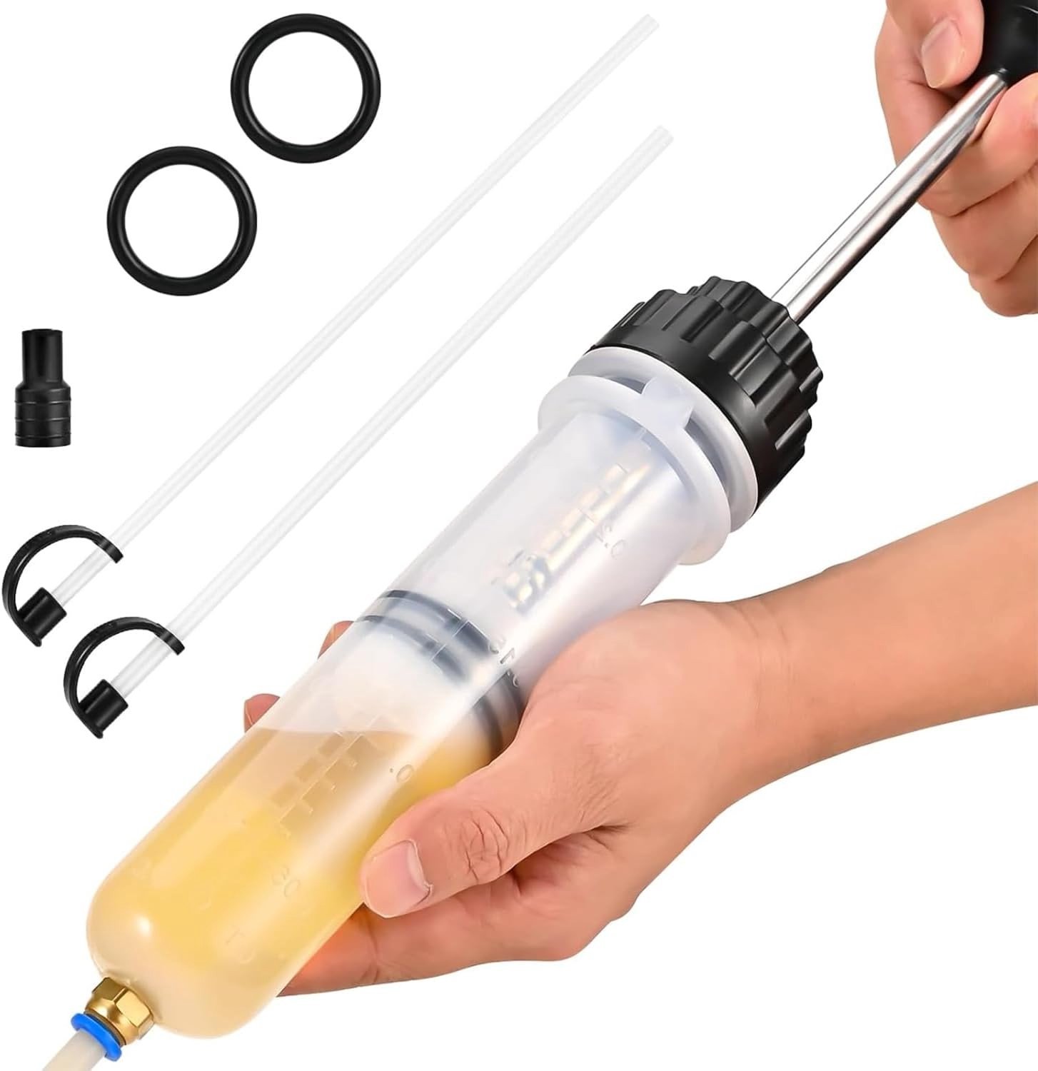 Olie Sprayer 200 ml met Pomp, 2 Slangen en Vervangende Rubber Ringen voor Motorolie en Remvloeistof, Ideaal voor Precisie Toepassingen en Onderhoud