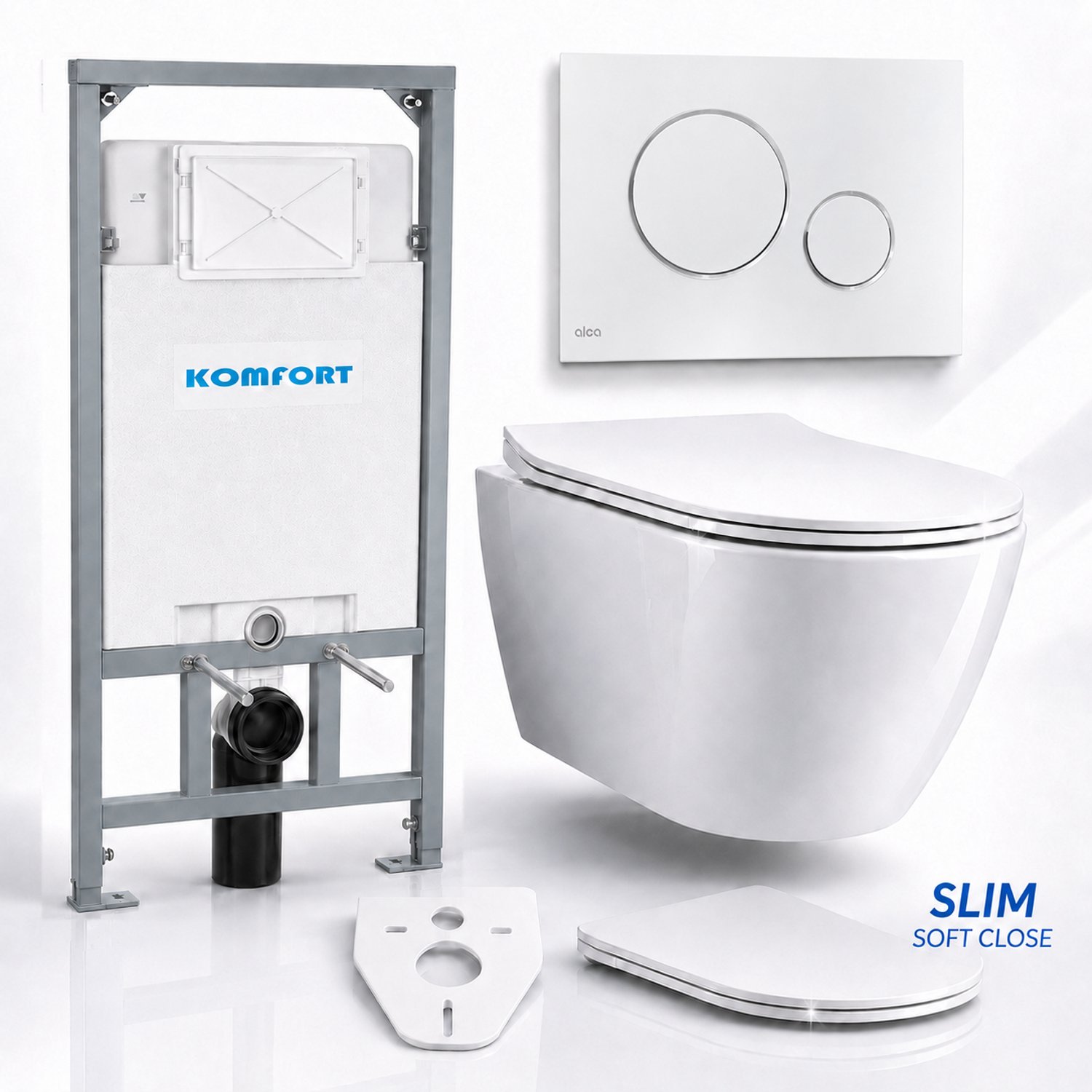 Badland toiletset - Alcaplast KOMFORT C201 1,2 m - ROLO wit - M672 chroom slim