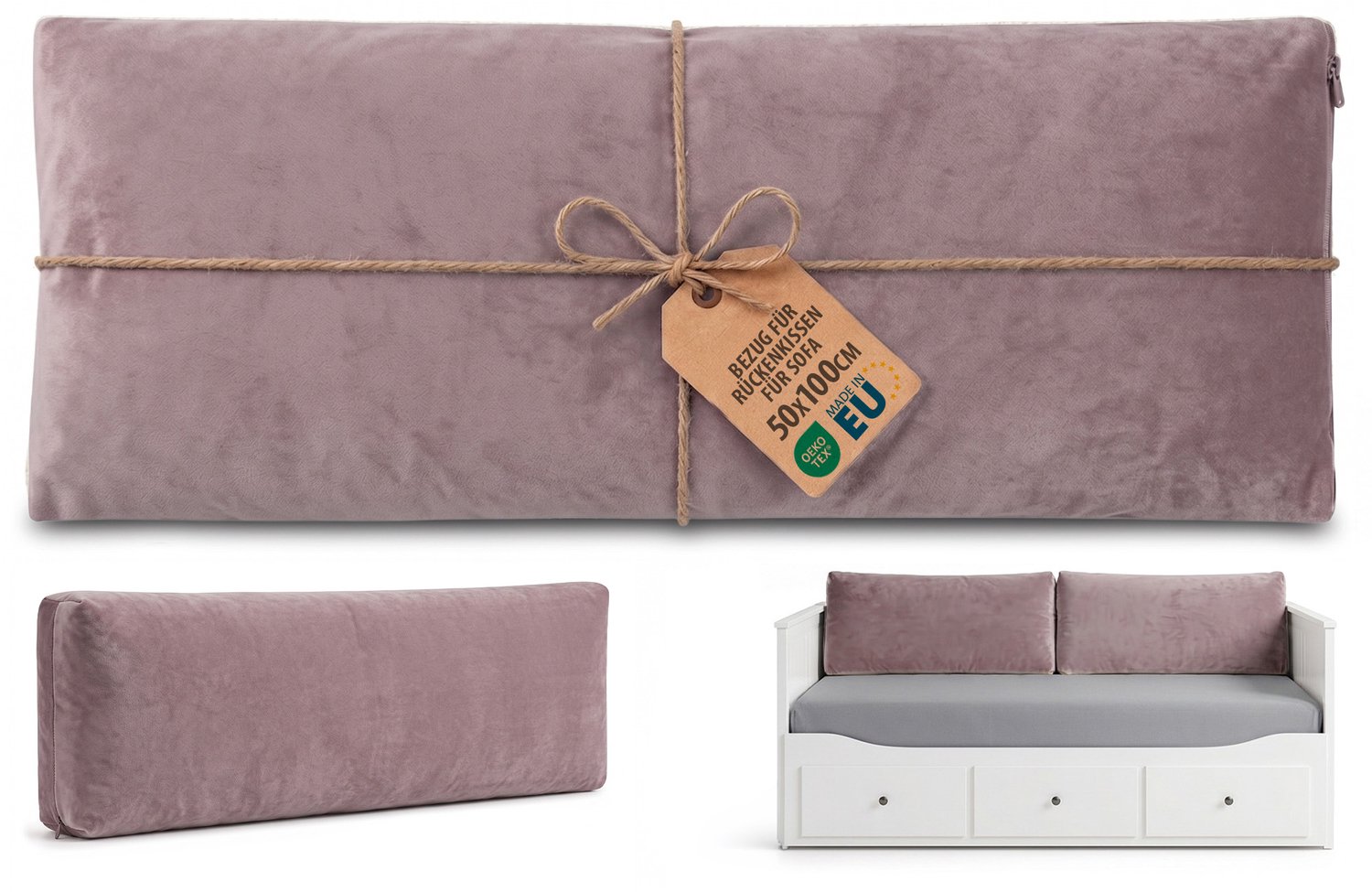 Kussenhoes sierkussen 50x100 cm alleen hoes zonder vulling vulling niet inbegrepen rugkussen voor bank sofa fauteuil woonkamer slaapkamer afneembaar Roze Fluweel