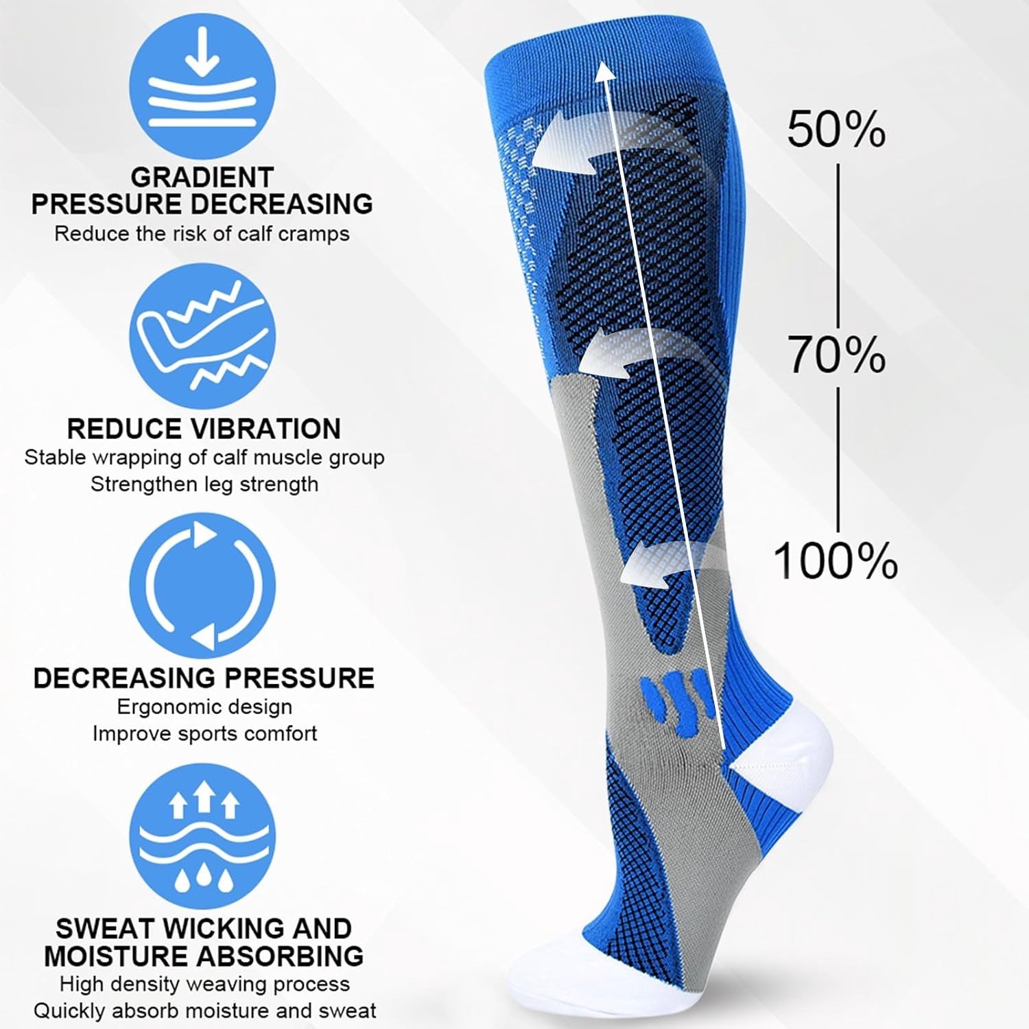 Compressiekousen voor betere bloedsomloop - 3 paar netweefsel, ideaal voor sport en herstel