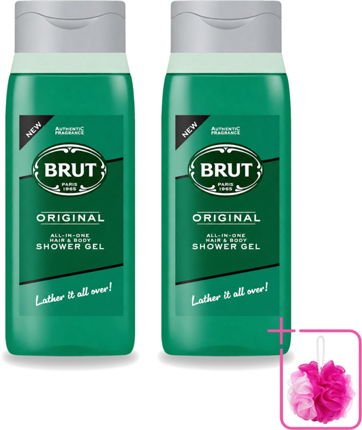 2 x Brut - Douchemiddel - All in One Haar en Body - Original - Verzorgend & Verfrissend - 500ml - Bulkverpakking - Douchegel haar en lichaam - Douchemop - Verzorgende douchegel