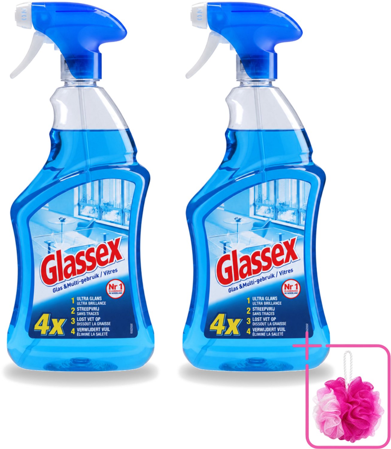 2 x Glassex - Glas & Multi Schoonmaak Spray - Voor Stralend Glas & Vlekken - 750 ml - Bulkverpakking - Schoonmaken - Glas reinigen