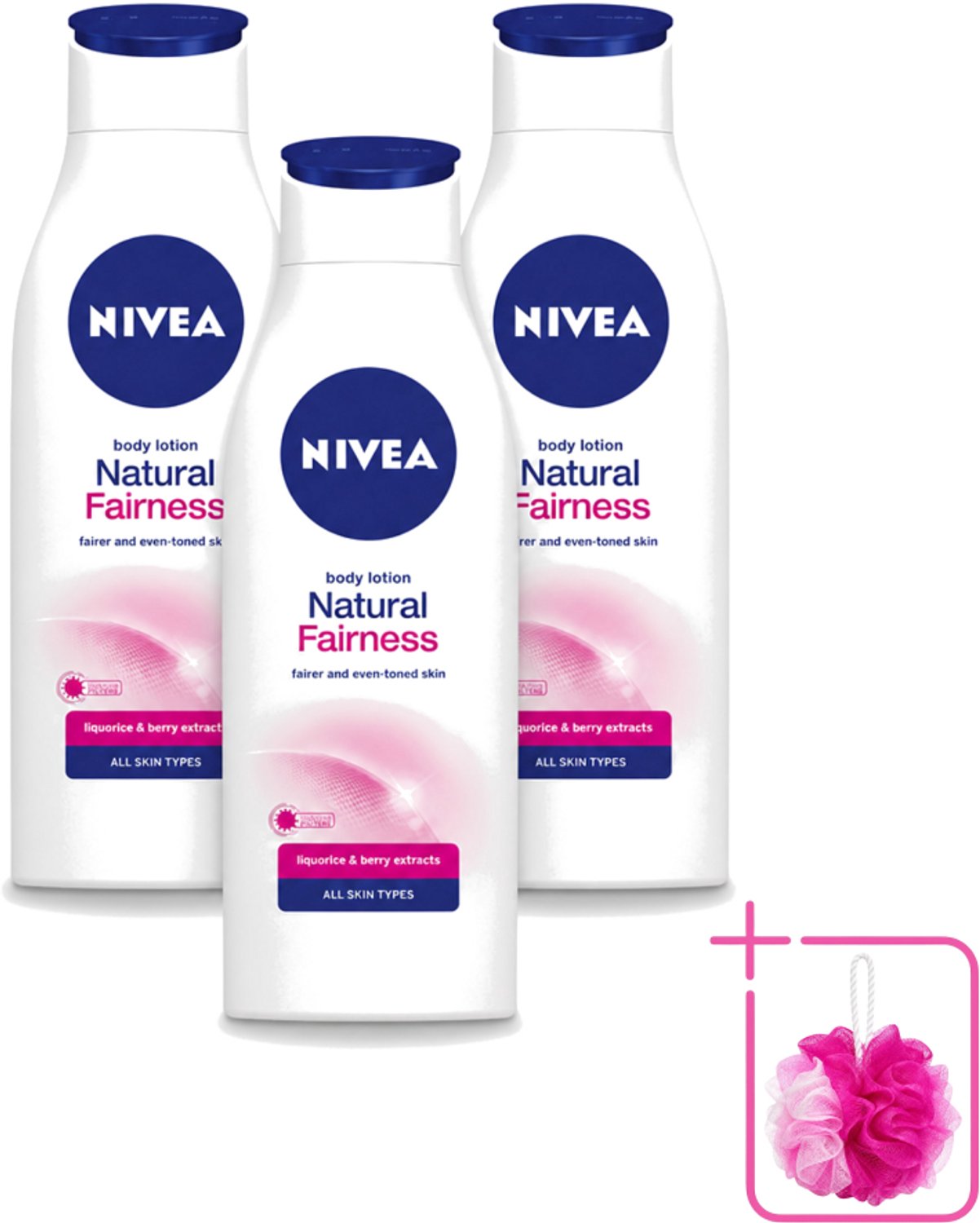 3 x Nivea – Bodylotion – Natural Fairness Clarifiant – 400 ml - Bulkverpakking - Huidverlichting - Douchemop - Natuurlijke glans