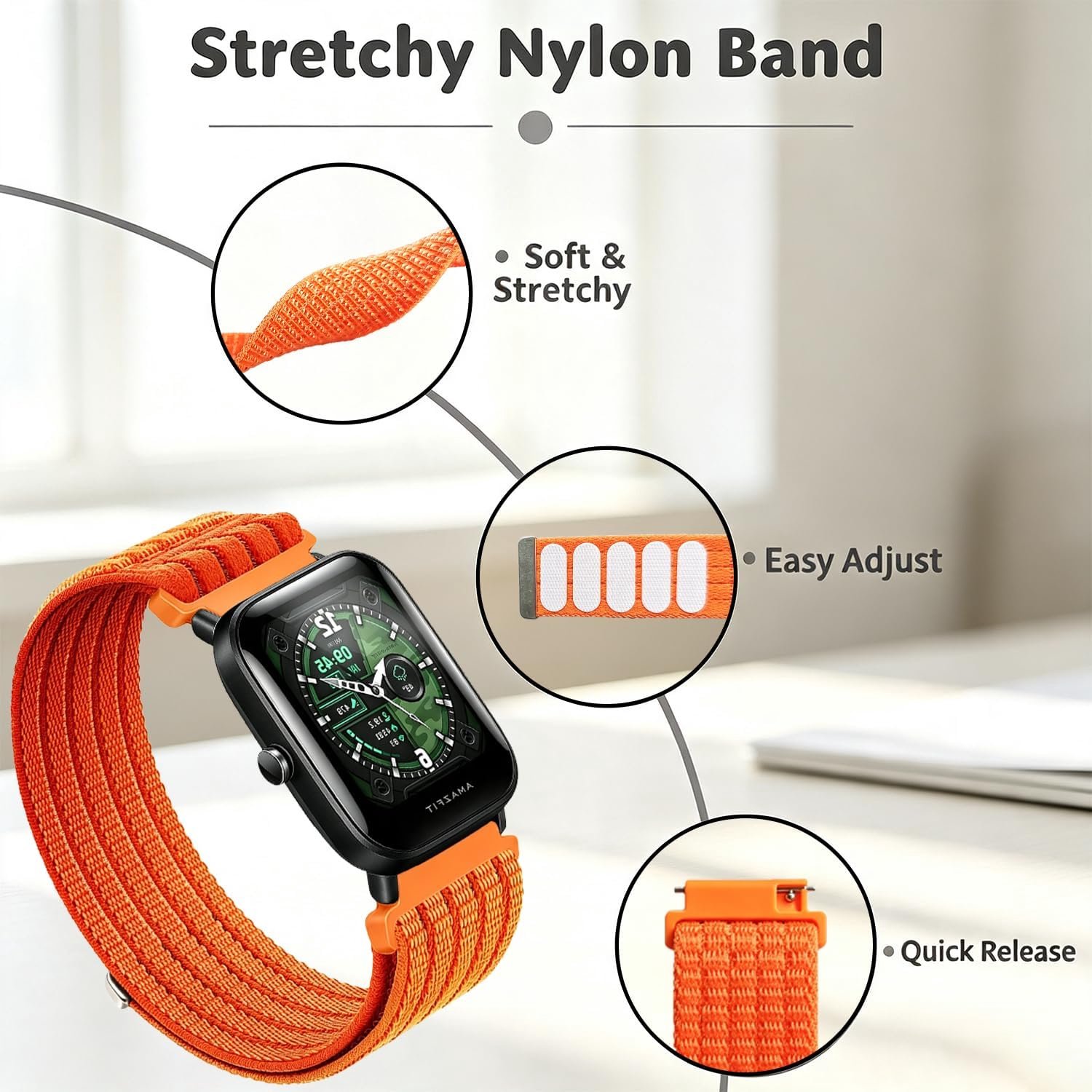 20mm zachte nylon horlogeband verenigbaar Amazfit GTS 4/GTS 4 Mini/GTS 3/GTS 2/GTS 2 Mini/GTS 2e,sport nylon - ShopVlot