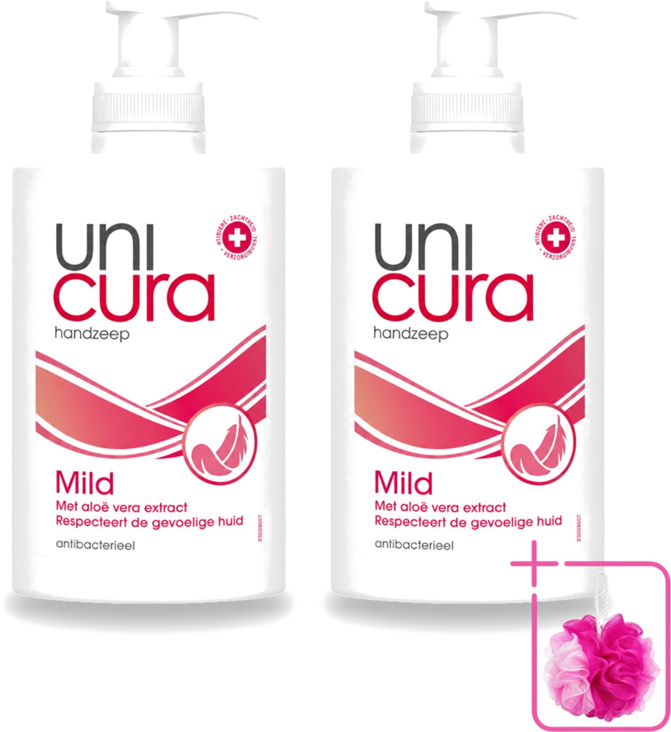 2 x Unicura - Vloeibare Zeep Mild - Verzachtend - 250 ml - Bulkverpakking - Handzeep - Douchemop - Antibacterieel