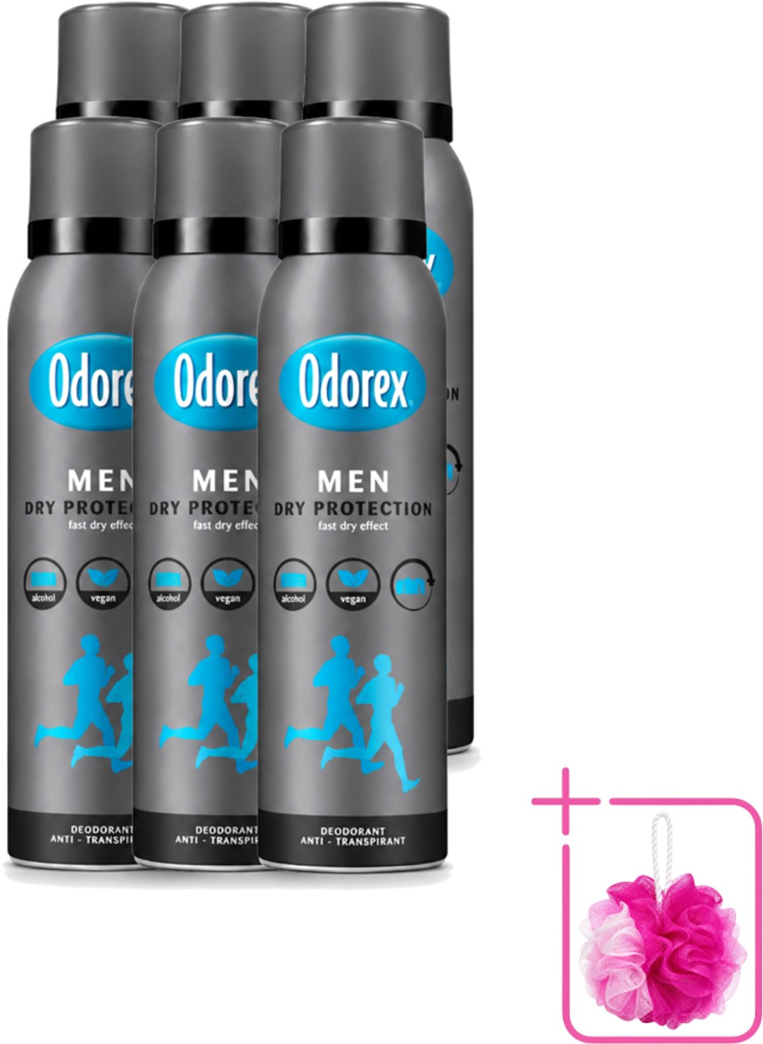 6 x Odorex Men - Deodorant Spray - Dry Protection - Langdurige Frisheid - 150 ml - Bulkverpakking - Mannelijke deospray - Zweetbescherming