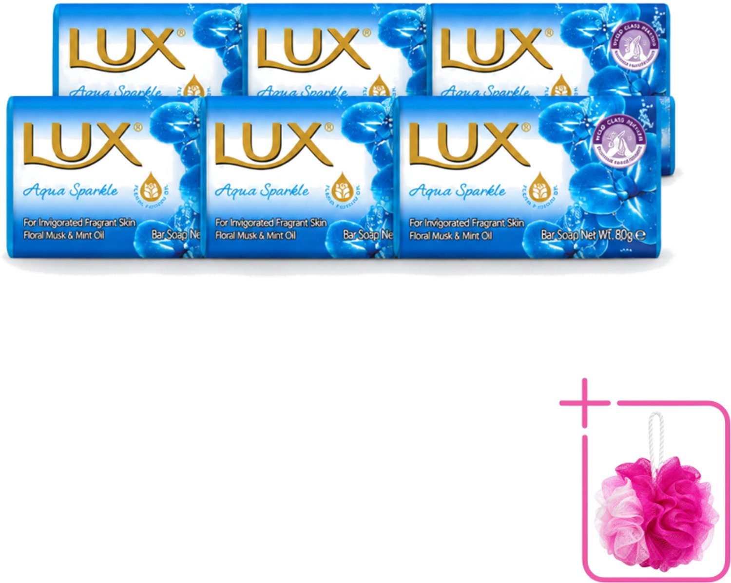 6 x Lux - Zeep - Aqua Sparkle - Hydraterend - Verkwikkende Geur - 80 g - Bulkverpakking - Zeep - Douchemop - Reinigen