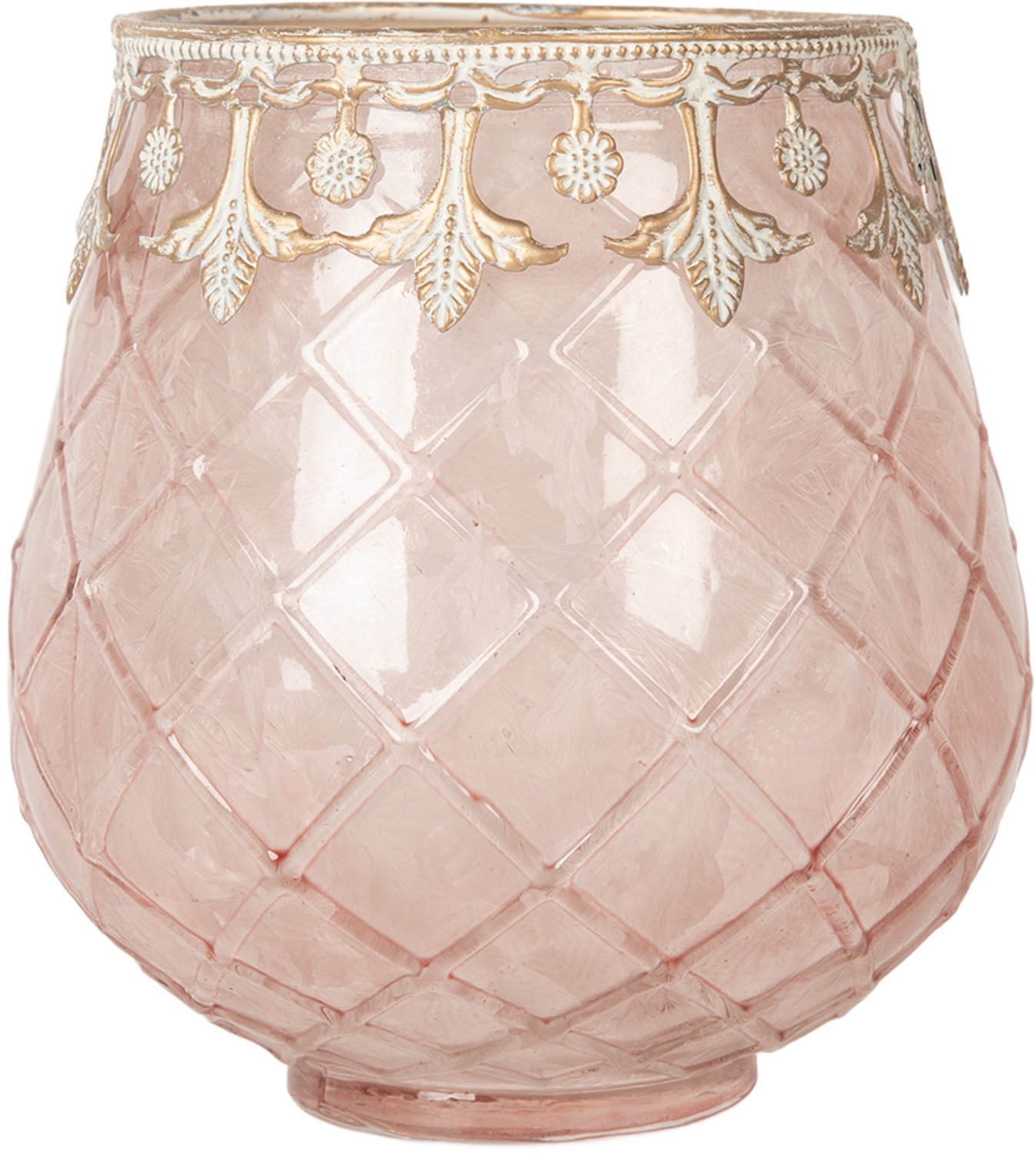 Clayre & Eef Waxinelichthouder Ø 13x14 cm Roze Glas