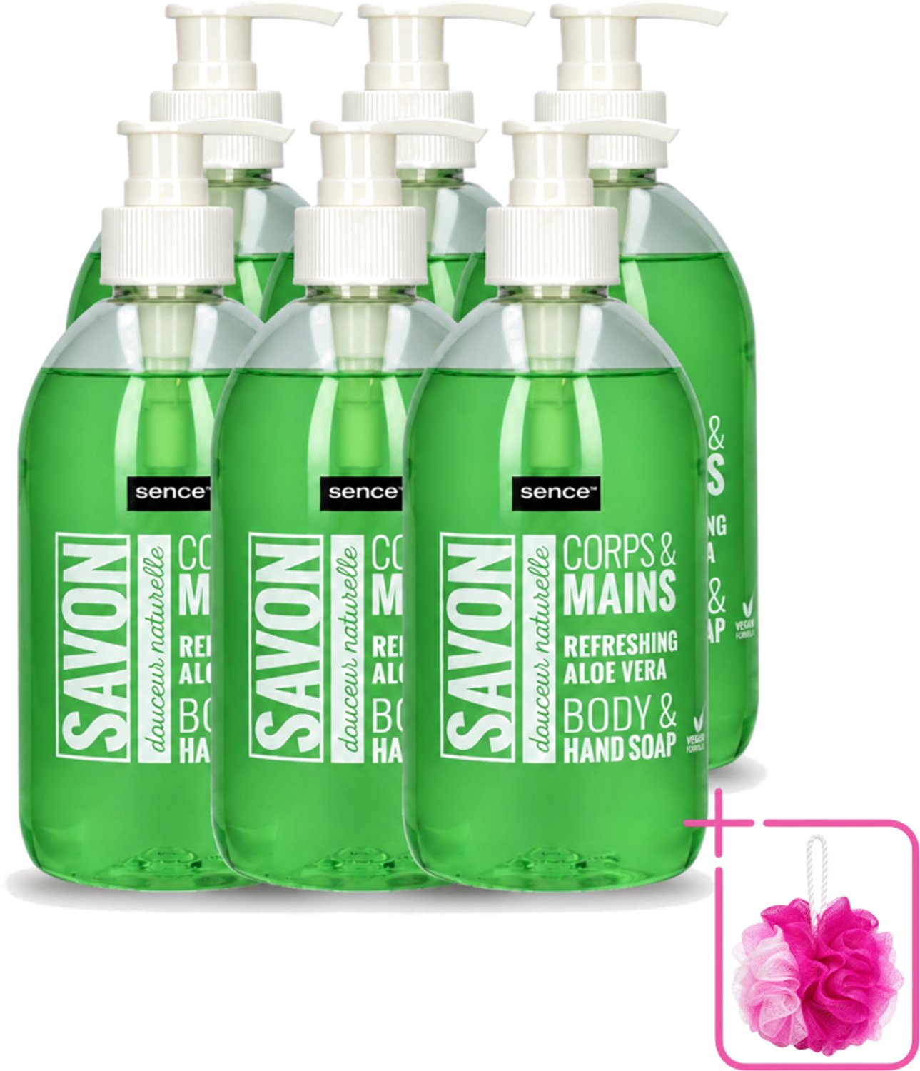 6 x Sence - Refreshing Aloe Vera - Handzeep - Savon - 500 ml - Bulkverpakking - Aloe Vera Handzeep - Douchemop - Handverzorging
