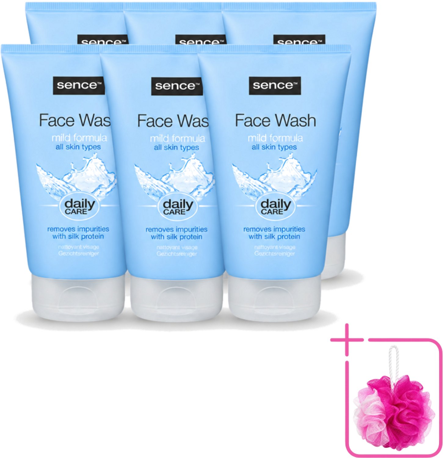 6 x Sence - Alle Huidtypes - Face Wash - Verfrissend - 150 ml - Bulkverpakking - Face wash - Douchemop - Huid reinigen
