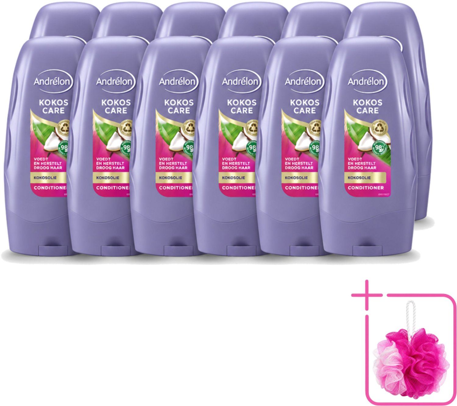 12 x Andrélon - Kokos Care - Conditioner - Diepe Hydratatie - 250 ml - Bulkverpakking - Droog haar - Douchemop - Herstel haar