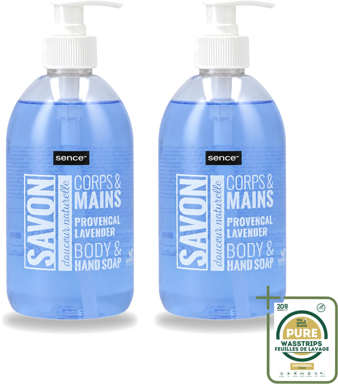 2 x Sence - Provencal Lavendel - Handzeep - Savon - 500 ml - Wasstrips - Handzeep - Lavendel - Handen Reinigen - Vloeibare Handzeep - Mild Reinigen