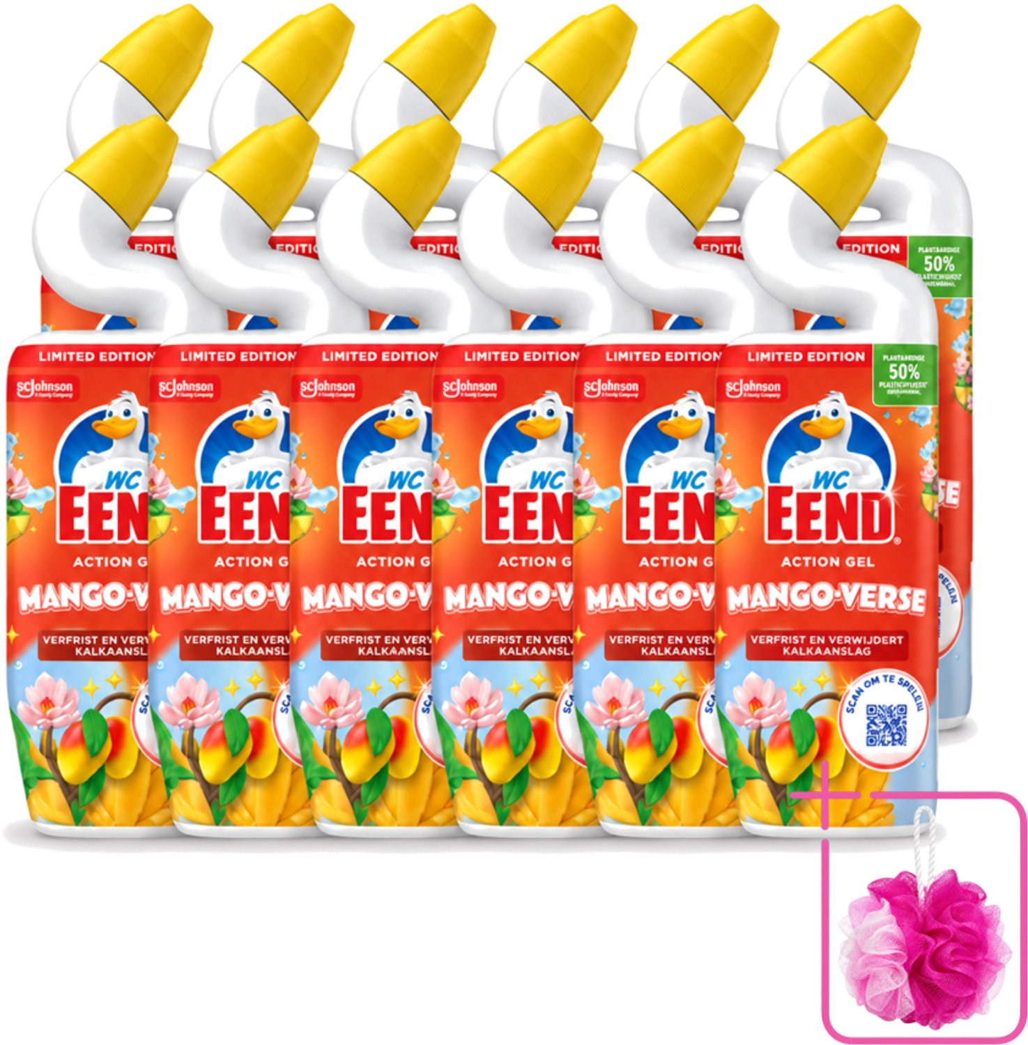 12 x WC Eend – Toiletgel – Action Gel Mango Fresh – 750 ml - Bulkverpakking - Toiletreiniger - Douchemop - Wc reinigen