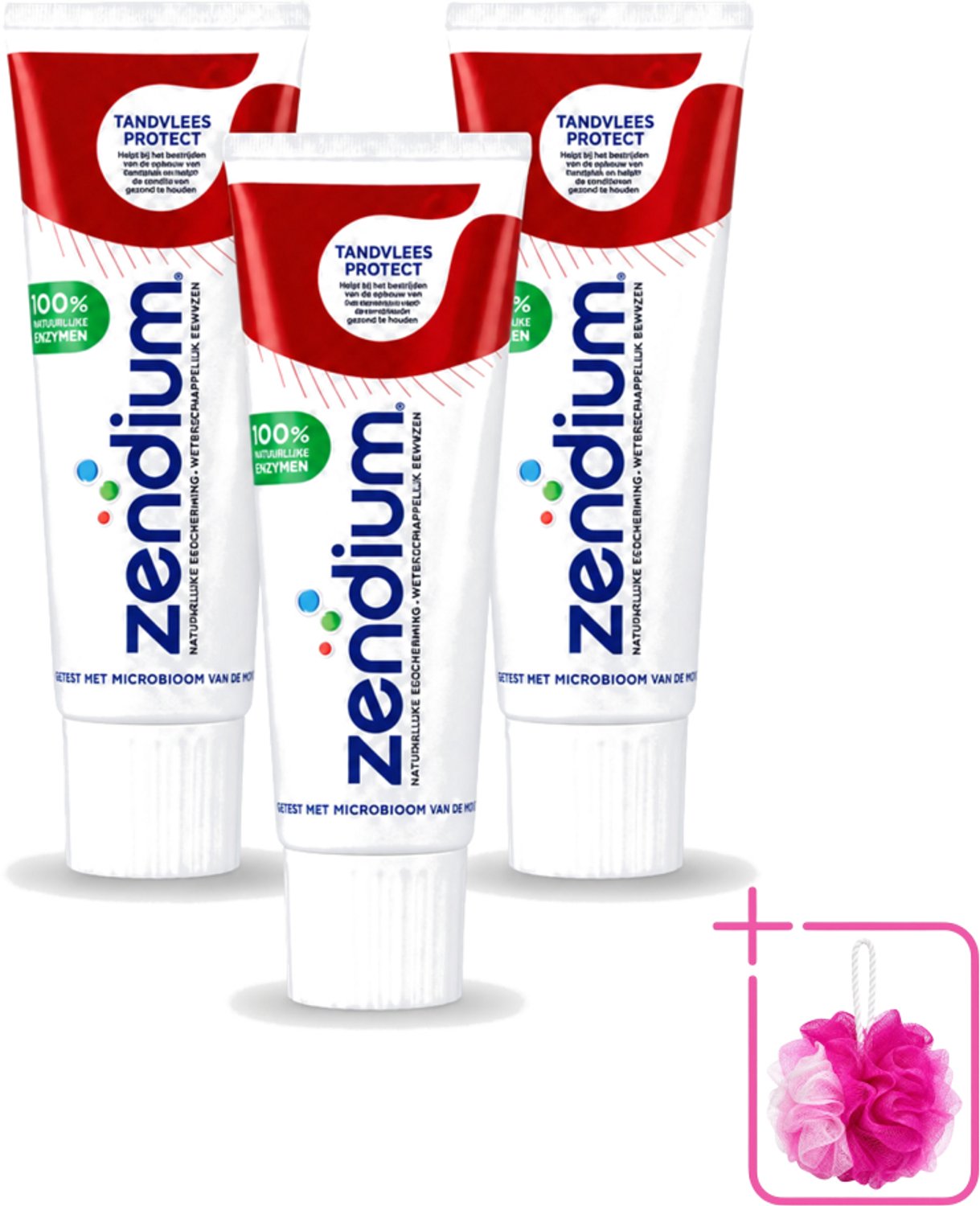 3 x Zendium – Tandpasta – Tandvlees Protect – 75 ml - Bulkverpakking - Gevoelig tandvlees - Douchemop - Tandvlees bescherming