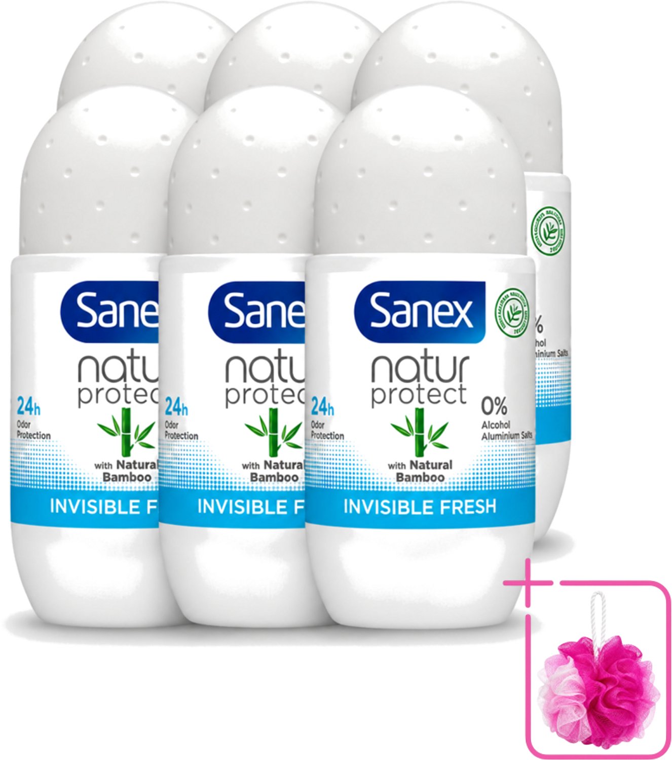 6 x Sanex – Deo Roll-on – Bamboo Invisible Fresh – 50 ml - Bulkverpakking - Deodorant roll-on - Bamboe