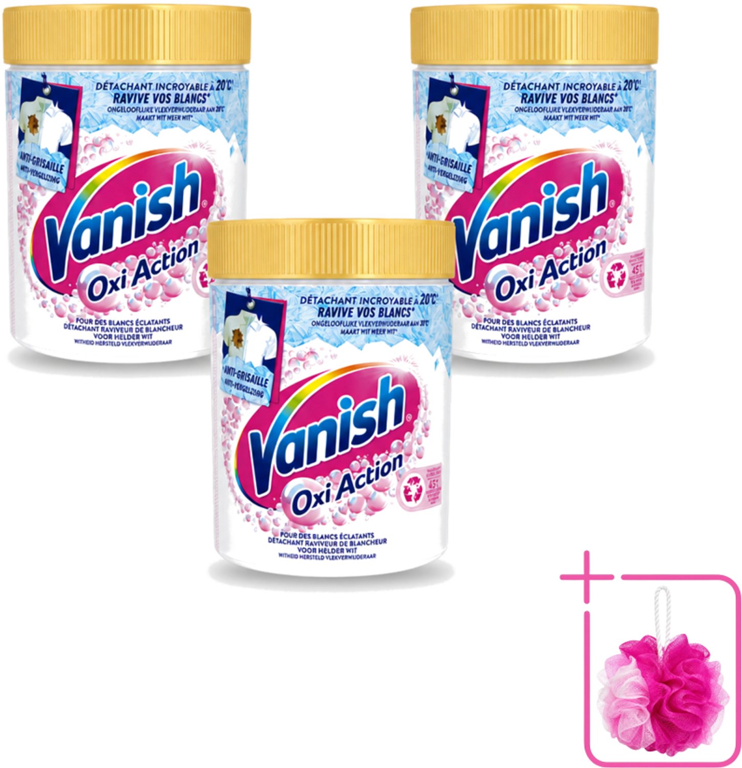 3 x Vanish – Wasbooster Poeder – Oxi Action Whitening Witte Was – 940 g - Bulkverpakking - Wasbooster - Douchemop - Witte was