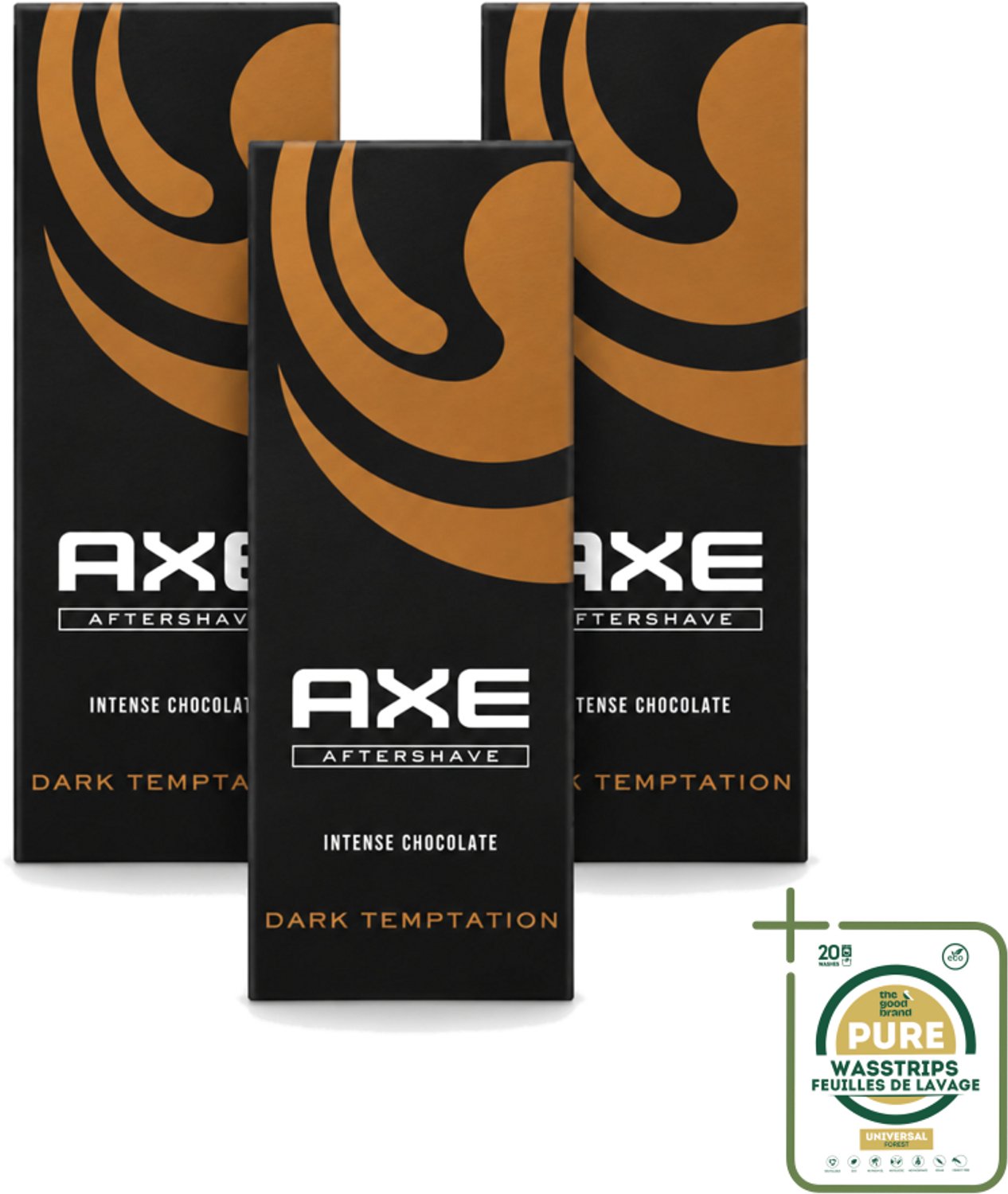 3 x Axe - Aftershave - Dark Temptation - Intense Chocolate - 100 ml - Wasstrips - Aftershave - Aftershave Geur - Chocolade Aftershave - Axe Aftershave - Aftershave Voor Mannen