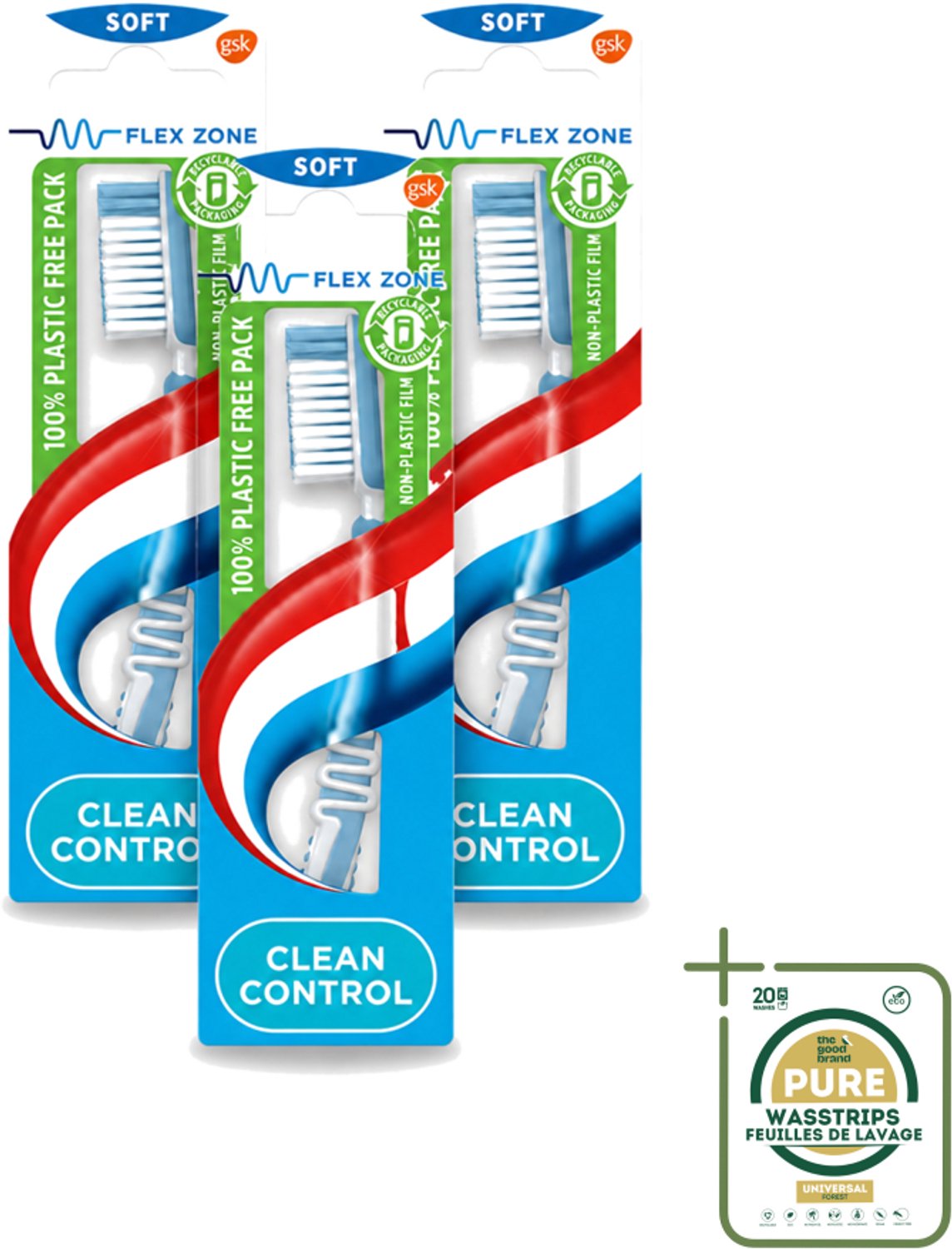 3 x Aquafresh - Tandenborstel - Clean Control - Soft - Zachte Reiniging - 1 Tandenborstel - Tandenborstel - Tandenborstel Soft - Tandenborstel Zachte Reiniging - Tandenborstel Voor Tandvleesbescherming - Tandenborstel Flexibele Zone