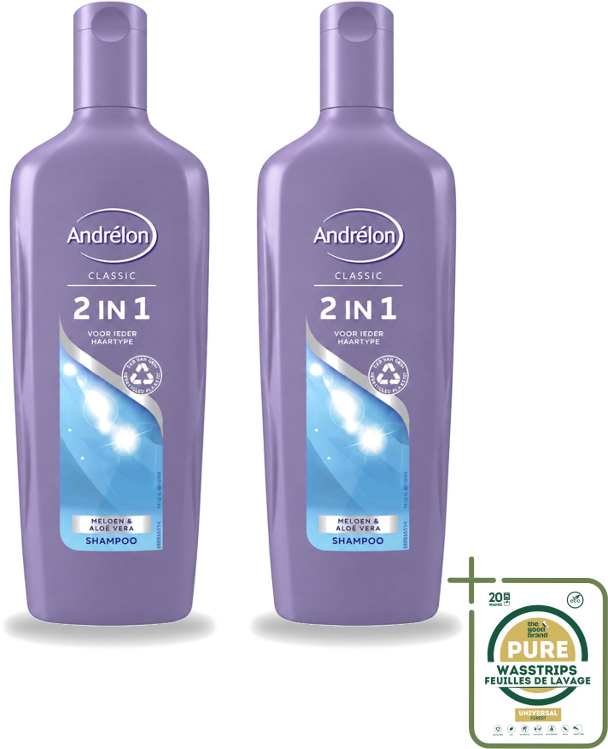 2 x Andrélon - 2-in-1 - Shampoo - Voor Snel & Effectief Wassen - 300 ml - Wasstrips - 2-in-1 Shampoo Conditioner - Snel Wassen - Effectief Wassen - Haar Reinigen - Haar Verzorgen