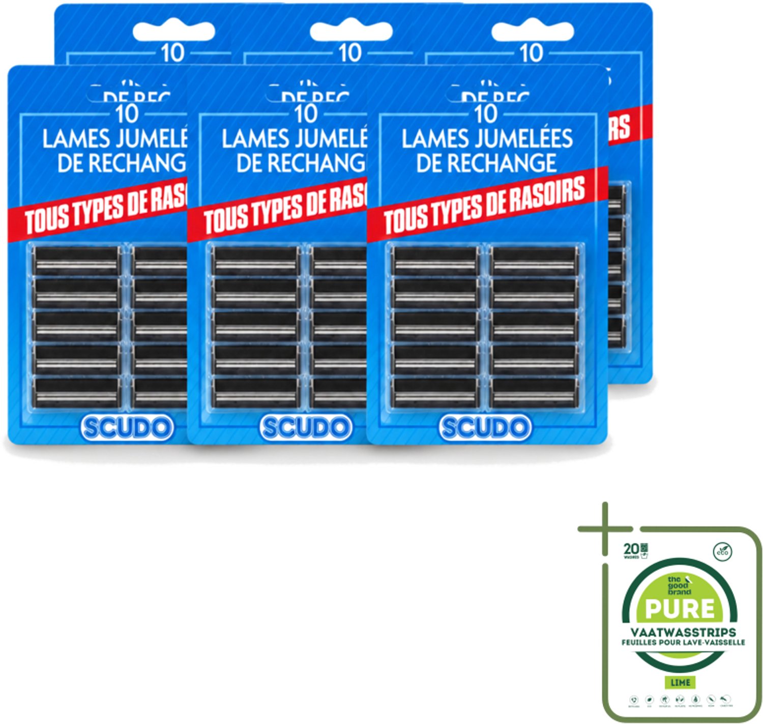 6 x Scudo - Scheermesjes - 2 Scheerbladen - Vervangmesjes voor Gillette G2 & Contour - 10 Mesjes - Grootverpakking - Scheermesjes - Gillette G2 - Gillette Contour - Alternatief Mesje - Scherpe Mesjes