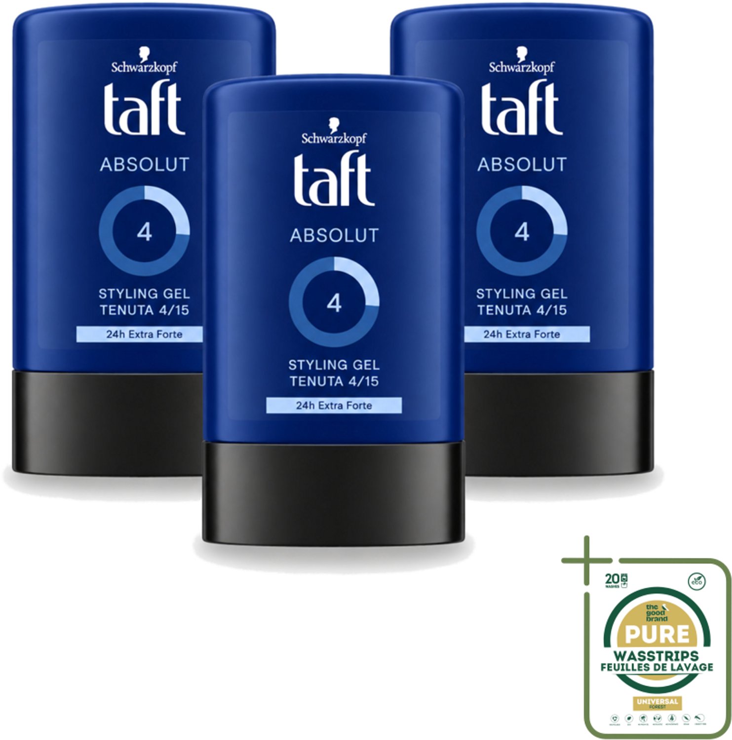 3 x Schwarzkopf - Taft - Absolut Haargel - Mannen - Langdurige Hold - 300 ml - Haargel Mannen - Langdurige Fixatie - Haargel Voor Mannen - Haargel 300 Ml - Fixatie Haar