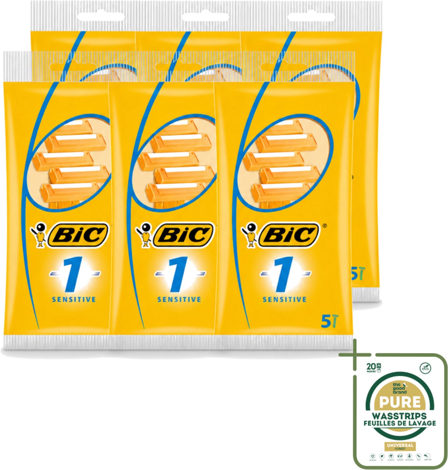 6 x Bic - Scheermesjes - Sensitive - Enkel Mesje - Wegwerpmesjes - 5 Scheermesjes - Scheermesje - Wegwerpscheermesje - Gevoelige Huid - Roestvrij Staal - Polymerische Bekleding
