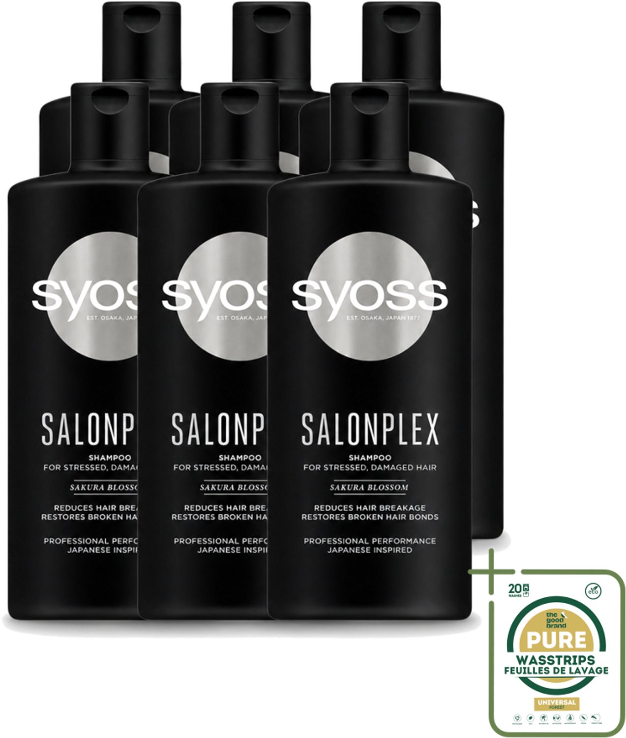 6 x Syoss Salonplex Shampoo - Shampoo - Bescherming - 440 ml - Wasstrips - Haarschade - Haarkleur - Haarbescherming - Haarversterking - Salonplex