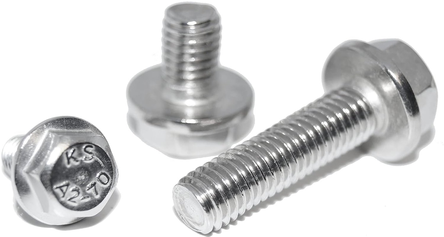 Hexagon screws with flange M5X35 6 pieces DIN 6921 A2 stainless steel, full thread without blocking tooth - ShopVlot