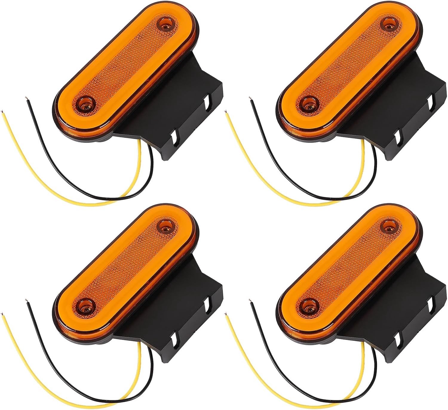 Gele LED-markeringslichten 12V/24V - 4 stuks | 1200 lm Waterdicht en Stootvast | Ideaal voor Aanhangwagen, Vrachtwagen en Stacaravan | Eenvoudige Installatie en Duurzaam Gebruik