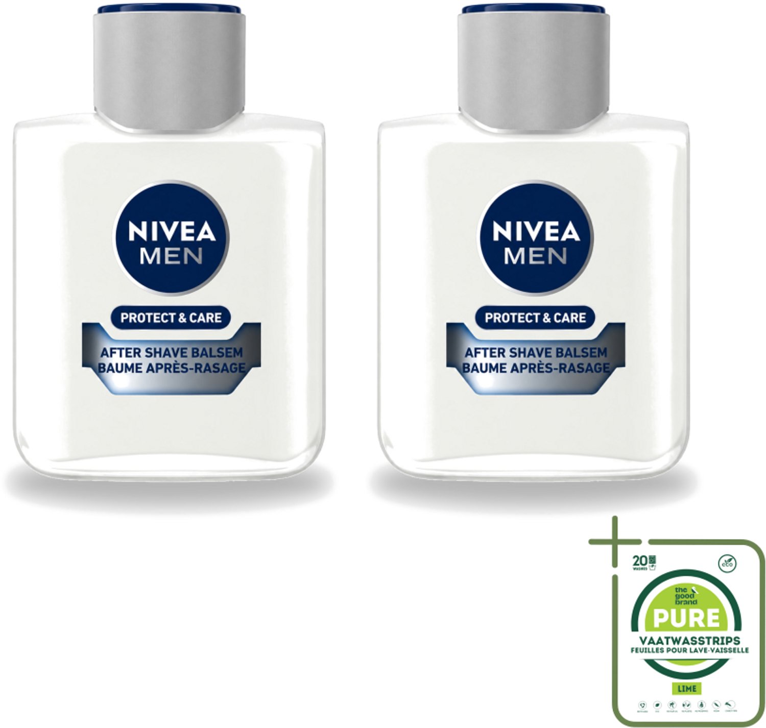 2 x Nivea - Men - Protect & Care Aftershave Balsem - Balm - 100 ml - Grootverpakking - Vaatwasstrips - Aftershave Balsem - Huid Verzorging - Scheerbeurt - Roodheid Verminderen - Huid Kalmeren