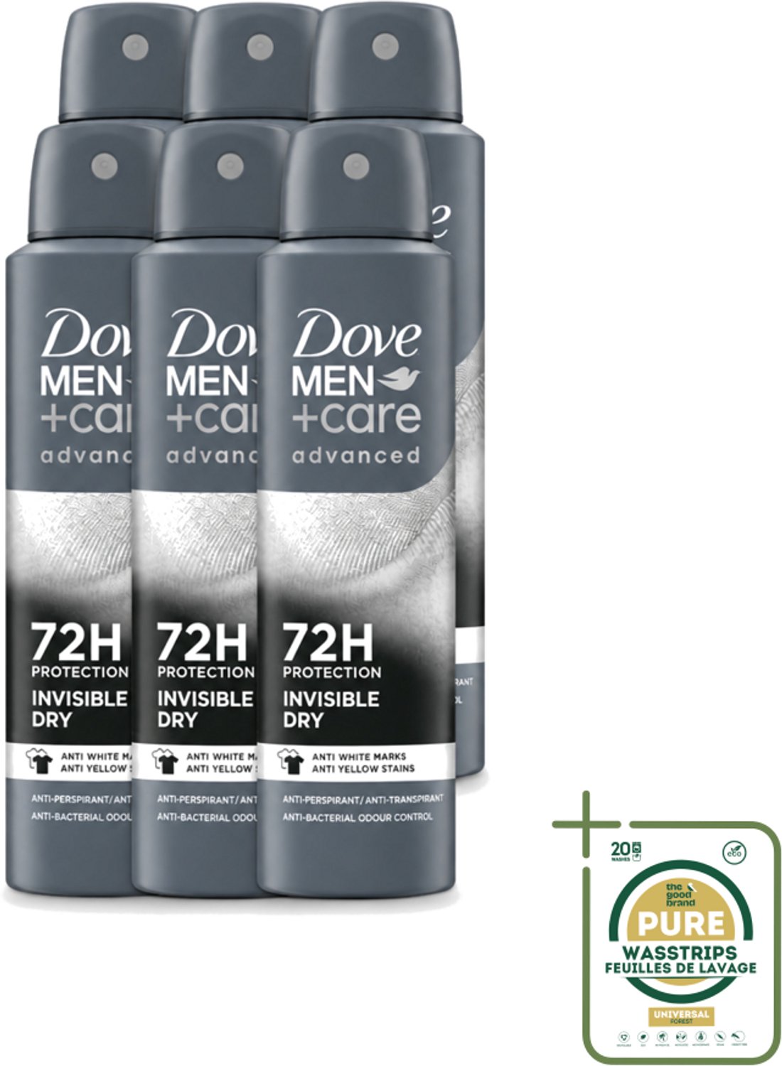 6 x Dove Men+Care – Deodorant Spray – Invisible Dry – 150 ml - Deodorant Spray Mannen - Deodorant Spray Voor Mannen - Deodorant Spray Zonder Vlekken - Deodorant Spray Voor Oksels - Deodorant Spray Voor Sport