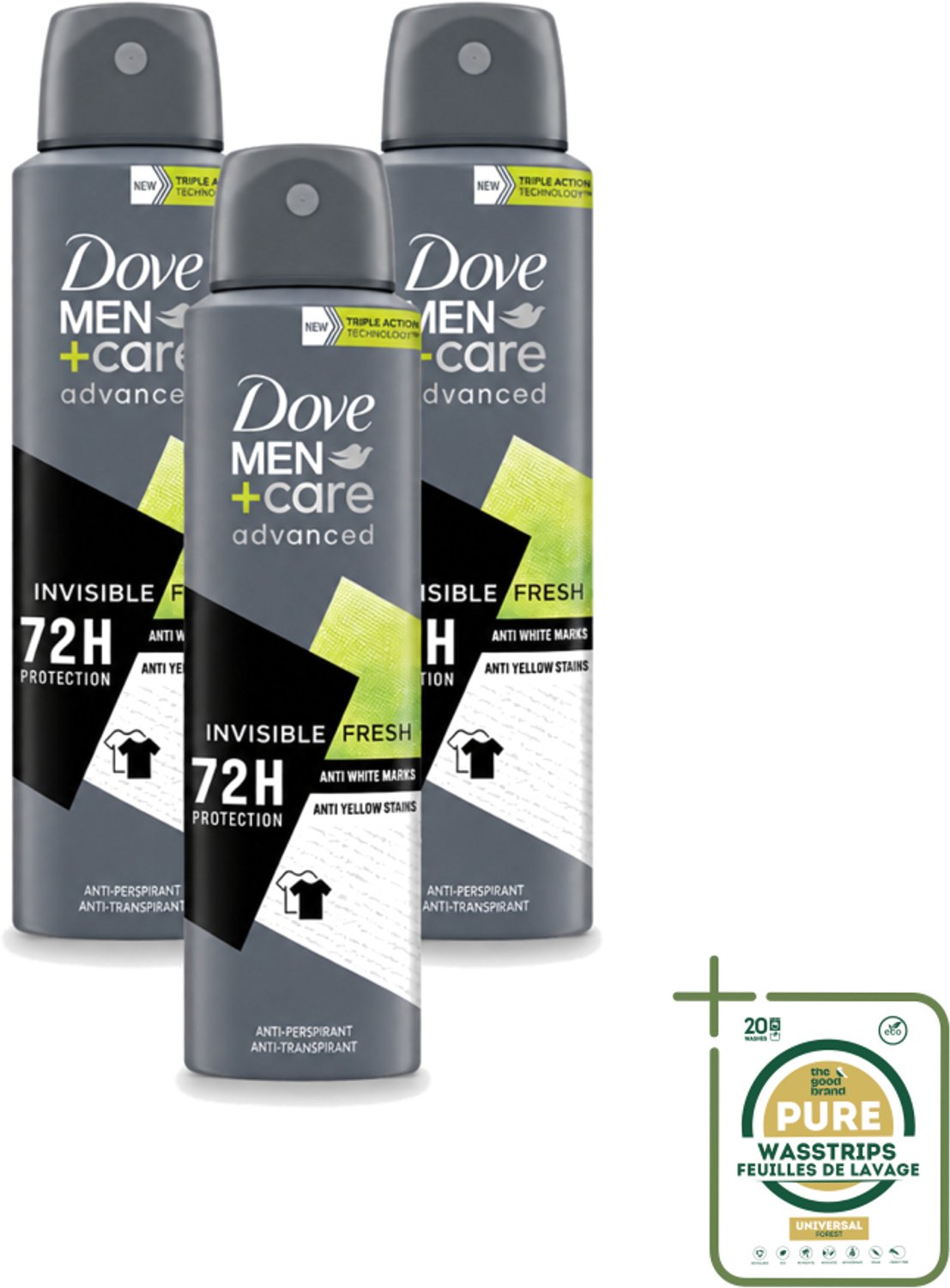 3 x Dove Men+Care – Deodorant Spray – Advanced Invisible Fresh – 150 ml - Deodorant Spray Voor Mannen - Geur Tegen Zweet - Verzorging Okselhuid - Frisheid - Zweetgeur