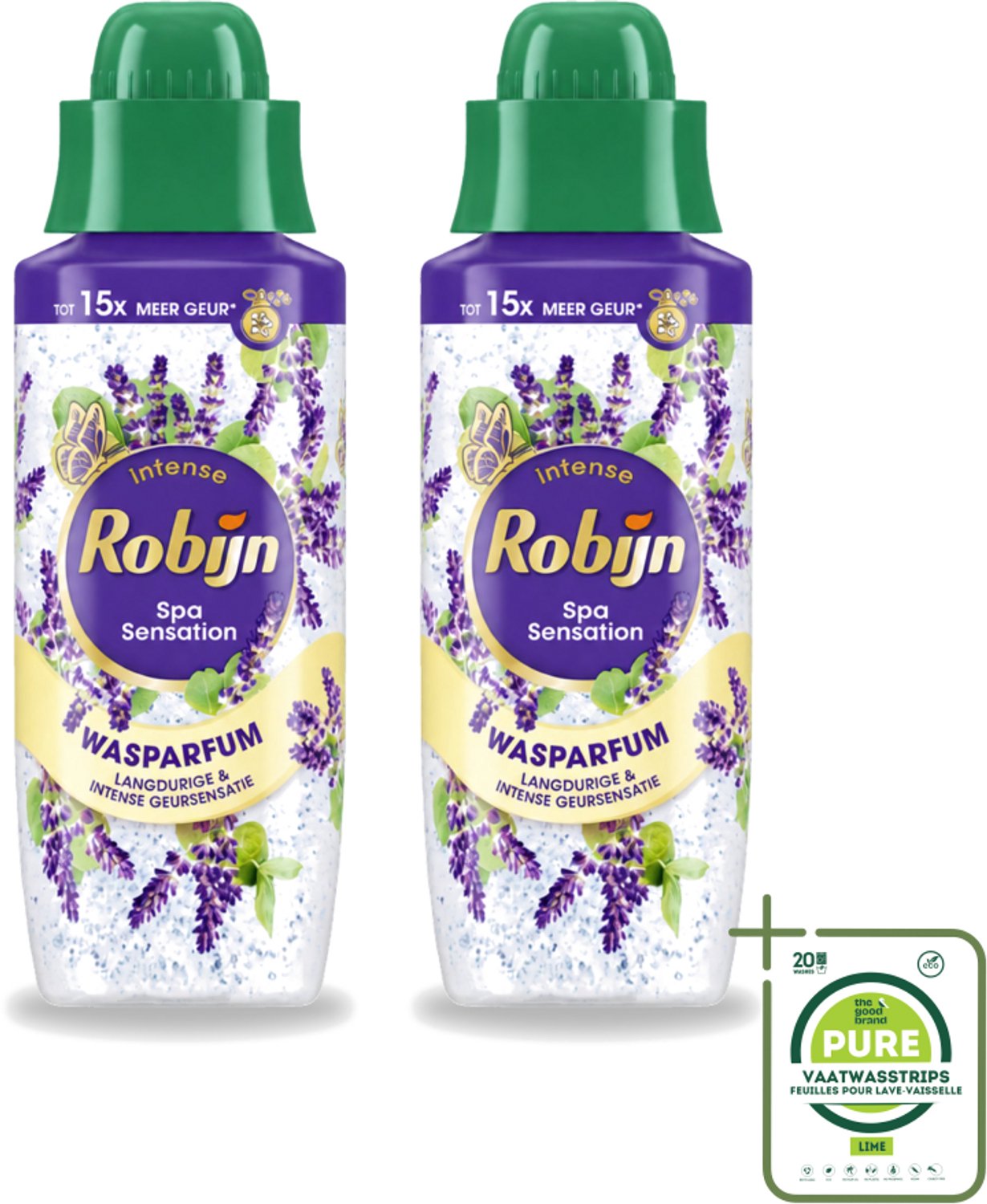 2 x Robijn – Wasparfum – Intense Spa Sensation – 342 ml - Grootverpakking - Vaatwasstrips - Wasparfum - Geur - Wasmiddel - Spa Geur - Natuurlijke Geur