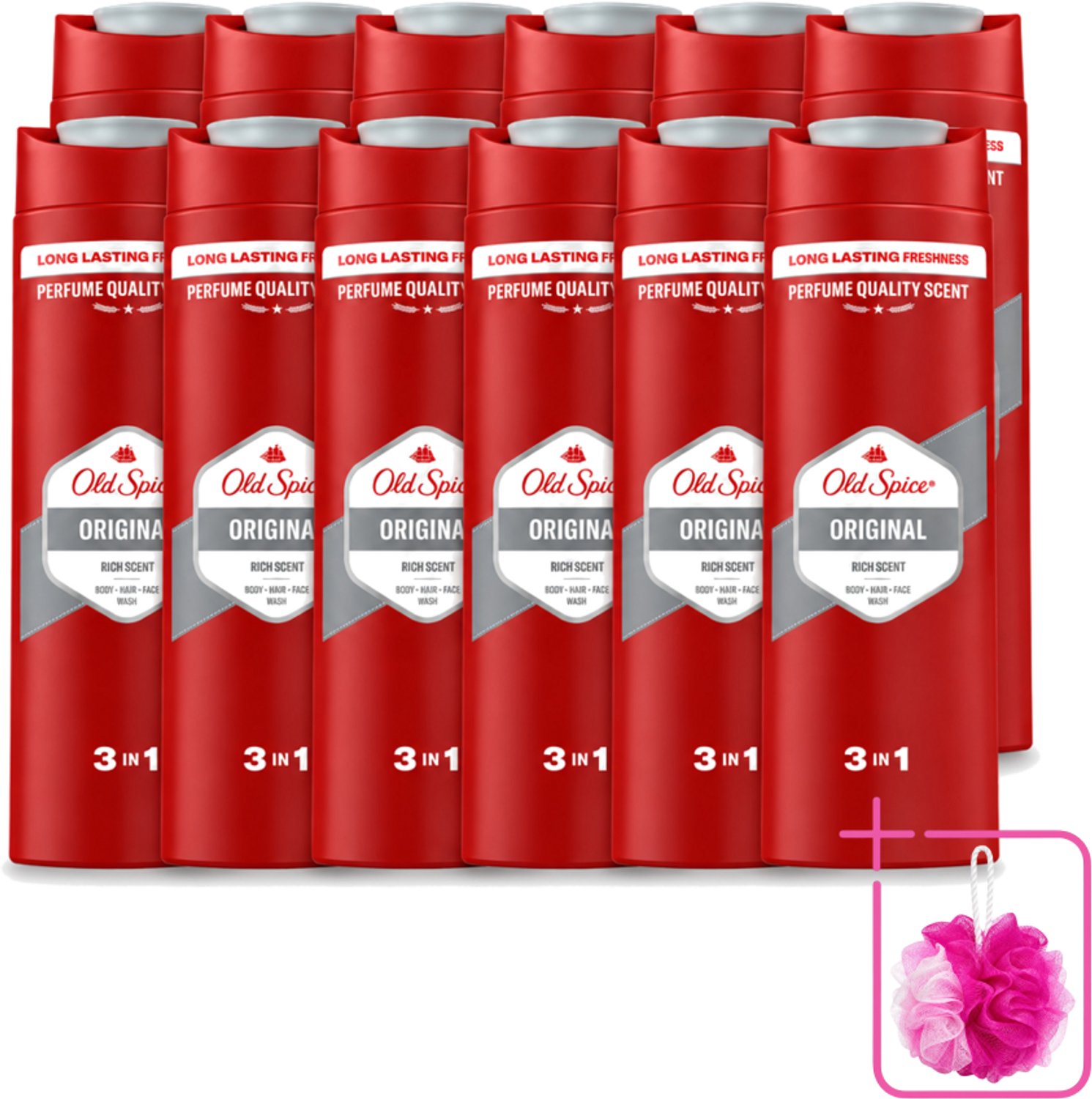 12 x Old Spice - Original - Douchegel 3-in-1 - Reinigt, Verfrist & Verzorgt - 400 ml - Bulkverpakking - Douchegel - Douchemop - Reinigen