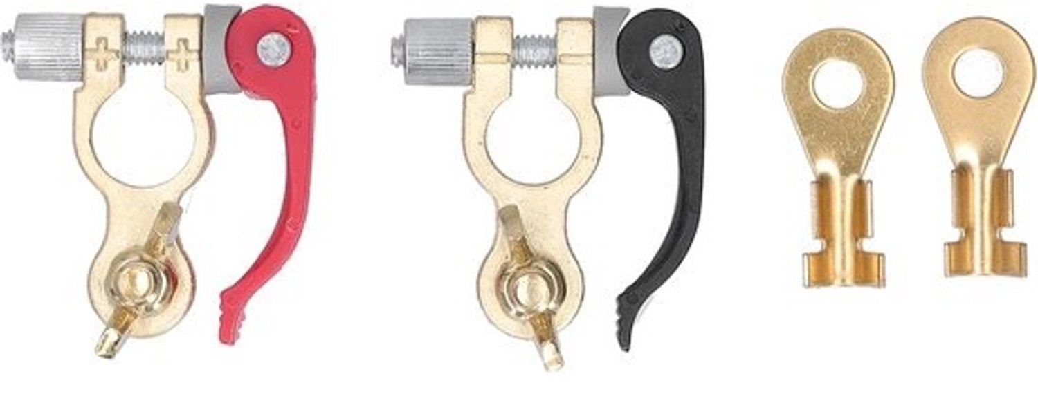 Set accuklemmen - Snelle klemmen - Voor voertuigaccu - Gereedschapsloos monteren - 16-19 mm